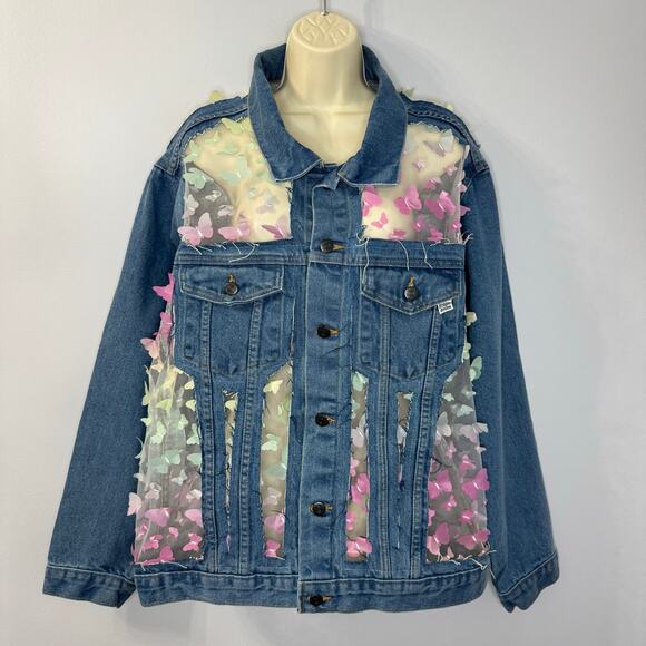 Dragon Denim The Mariposa Denim Jacket Oversized Festival Concert Feary Fairy - Picture 2 of 13